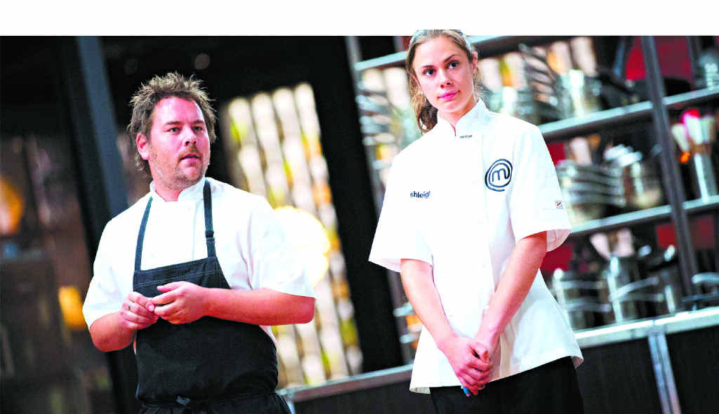 VICTORY: MasterChef contestant Ashleigh Bareham, right, pictured with professional chef Jim McDougall during an immunity pin challenge. VICTORY: MasterChef contestant Ashleigh Bareham, right, pictured with professional chef Jim McDougall during an immunity pin challenge.